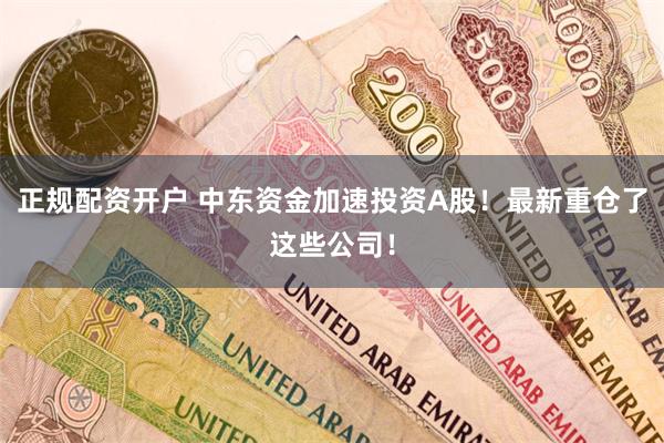正规配资开户 中东资金加速投资A股！最新重仓了这些公司！