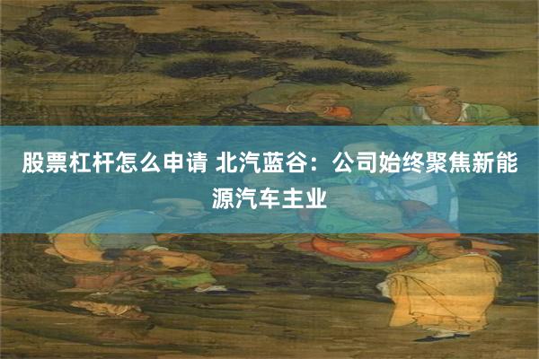 股票杠杆怎么申请 北汽蓝谷：公司始终聚焦新能源汽车主业