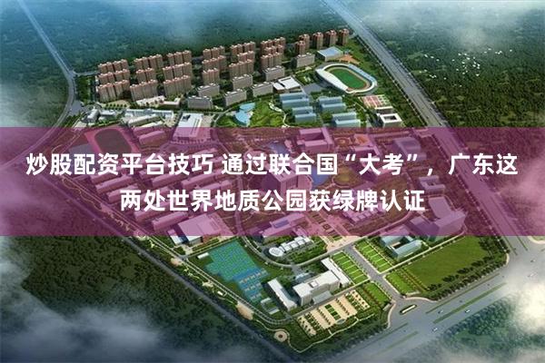 炒股配资平台技巧 通过联合国“大考”，广东这两处世界地质公园获绿牌认证