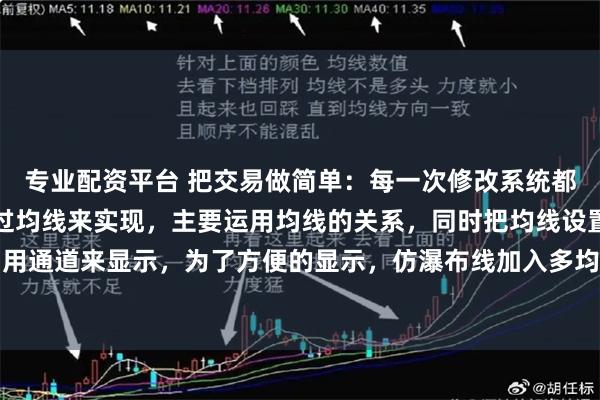 专业配资平台 把交易做简单：每一次修改系统都是反思我的交易系统通过均线来实现，主要运用均线的关系，同时把均线设置成大中小周期，用通道来显示，为了方便的显示，仿瀑布线加入多均线的通道，参数和颜色经过多次的修改，...