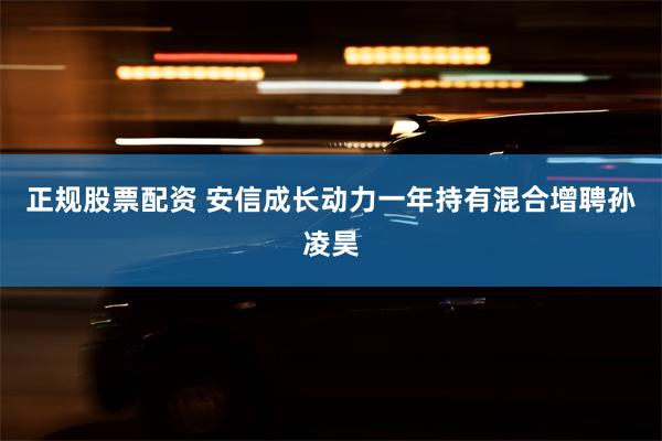 正规股票配资 安信成长动力一年持有混合增聘孙凌昊