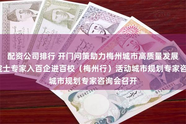 配资公司排行 开门问策助力梅州城市高质量发展！2025院士专家入百企进百校（梅州行）活动城市规划专家咨询会召开